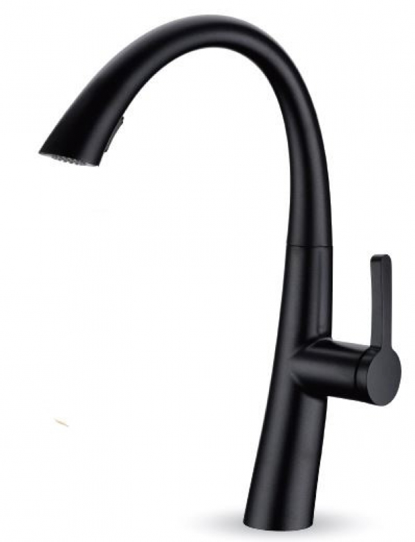 9612 ברז מטבח נשלף קוואנטום שחור מט